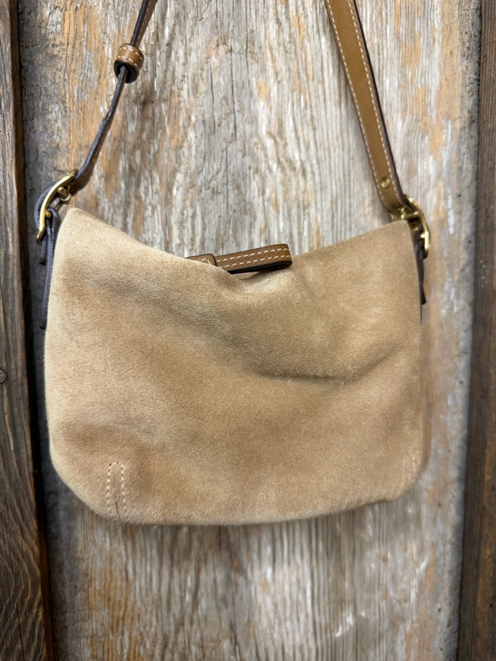 Vintage Coach Legacy Mini Tan Suede Shoulder Bag Handbag Y2K - Picture 4 of 16